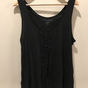 Black with ruffle front detail tank